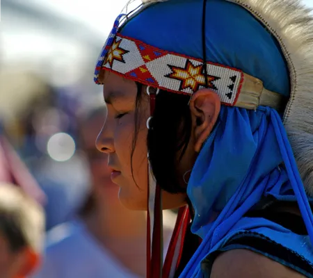 Waccamaw tribe girl with typical Pow Pow clothe