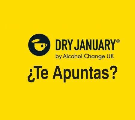 mensaje enn letras negras diciendo "Dry January" fondo amarillo