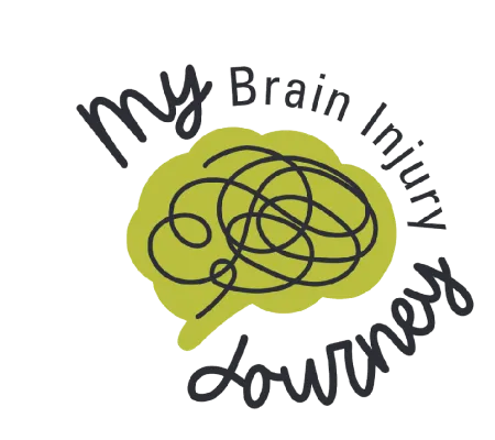 Yellow brain with the words My brain injury Journey