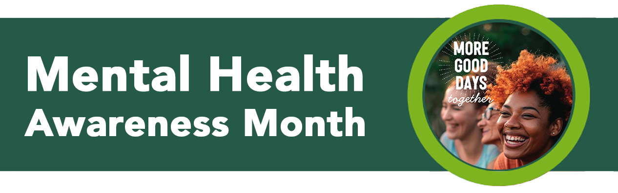 A gradient green color background with the words in white Mental Health Awareness