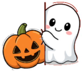 A cartoon of ghost and pumpking