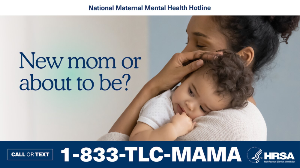 Mother hugging a daughter with the phrase New mom or about to be?