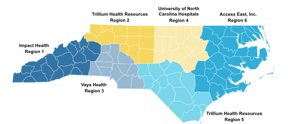 a north carolina map showing all regions divided by colors