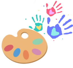 A cartoon of a colorful Hand print