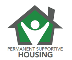 A house silhouette with green background an a white person silhouette