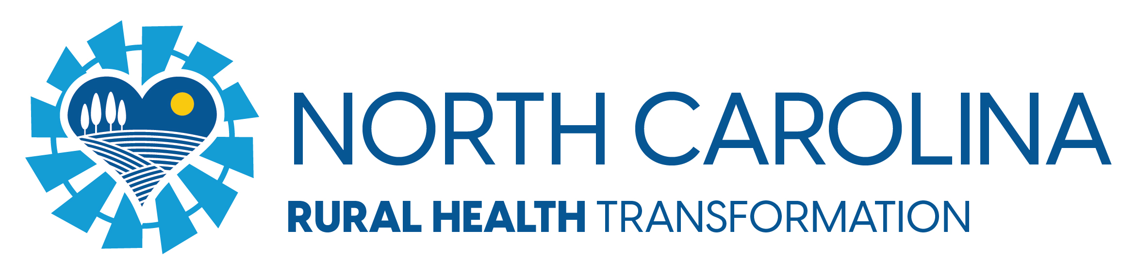 A blue heart with an outline of a field inside. NC Rural Health Transformation Logo