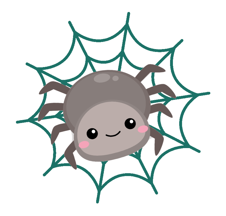 A cartoon of a friendly spider on a web