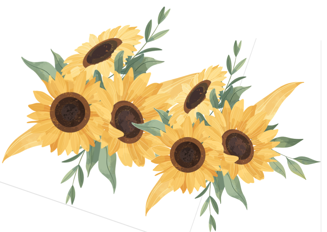 Cartoon of bunch of sunflowers