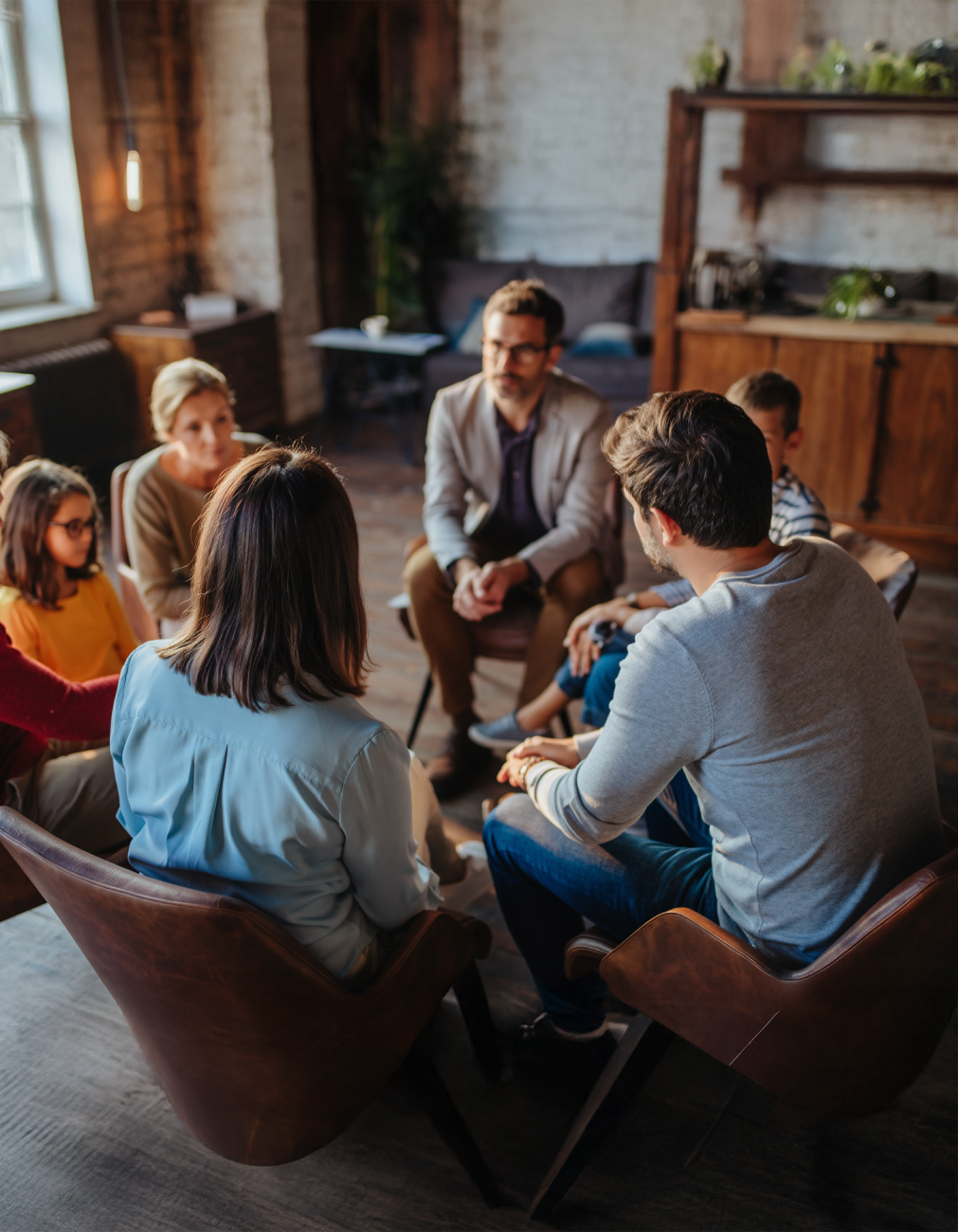 group therapy with a family